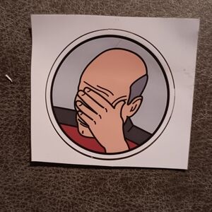 Star Trek Picard Facepalm Sticker - Red and Gray
